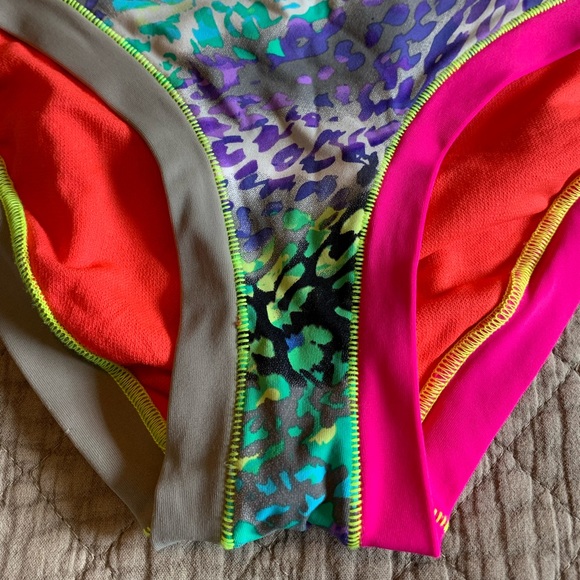 ABS Watercolor Abstract Color-blocked Leopard Bikini - Picture 7 of 11